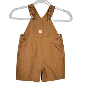 Carhartt Kids 3T Bib Overalls Shorts Tan Brown Cotton Model OX5401